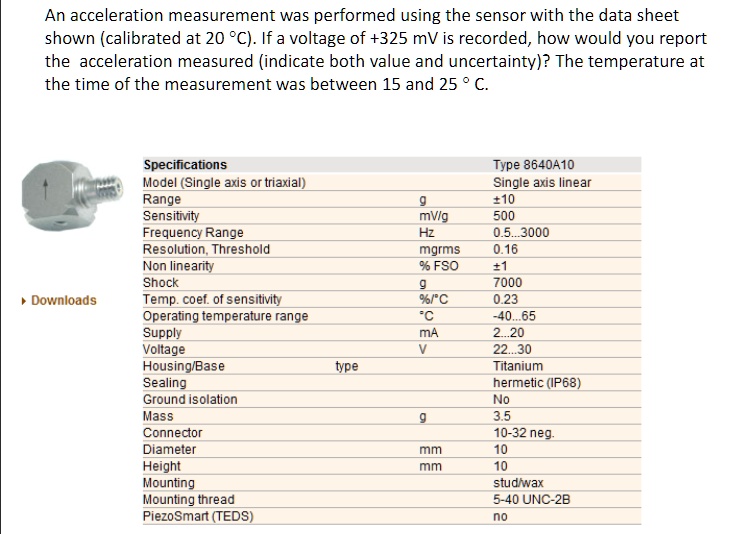 SOLVED An acceleration measurement was performed using the sensor with
