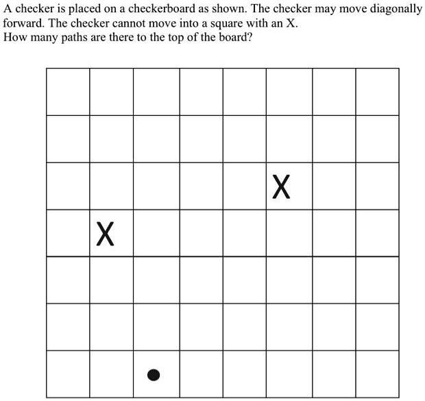 A checker is placed on a checkerboard as shown The checker may move