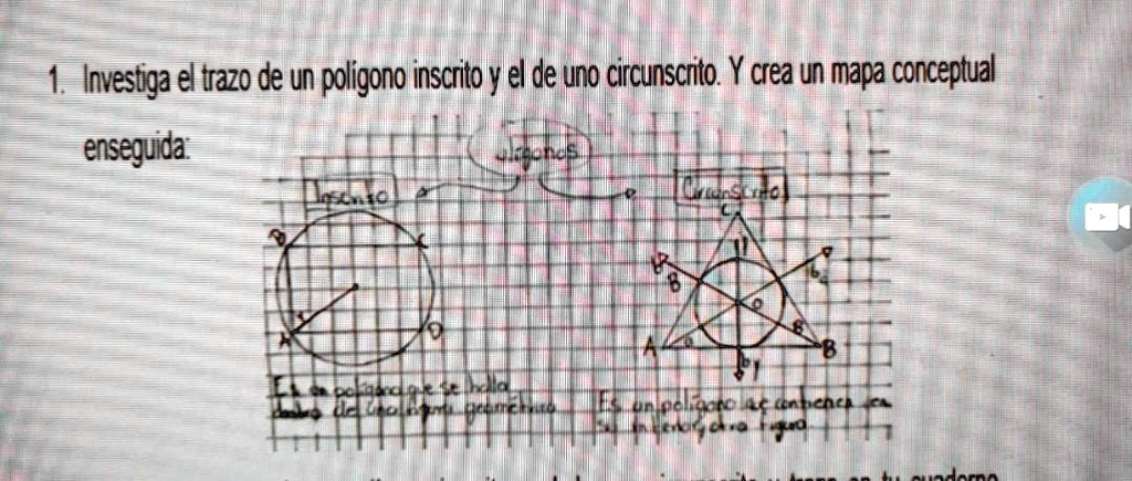 SOLVED: Respuesta de 1) Investiga el trazo de un poligono inscrito y el ...