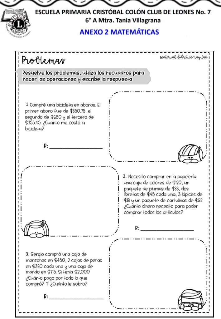 SOLVED: me pueden ayudar con esto ESCUELA PRIMARIA CRISTÓBAL COLÓN CLUB DE  LEONES No. 7 6