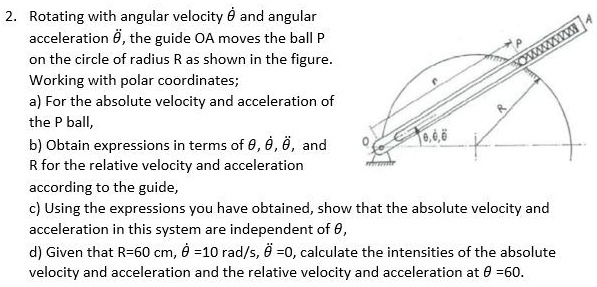 2. Rotating with angular velocity θ̇ and angular acceleration θ̈, the ...
