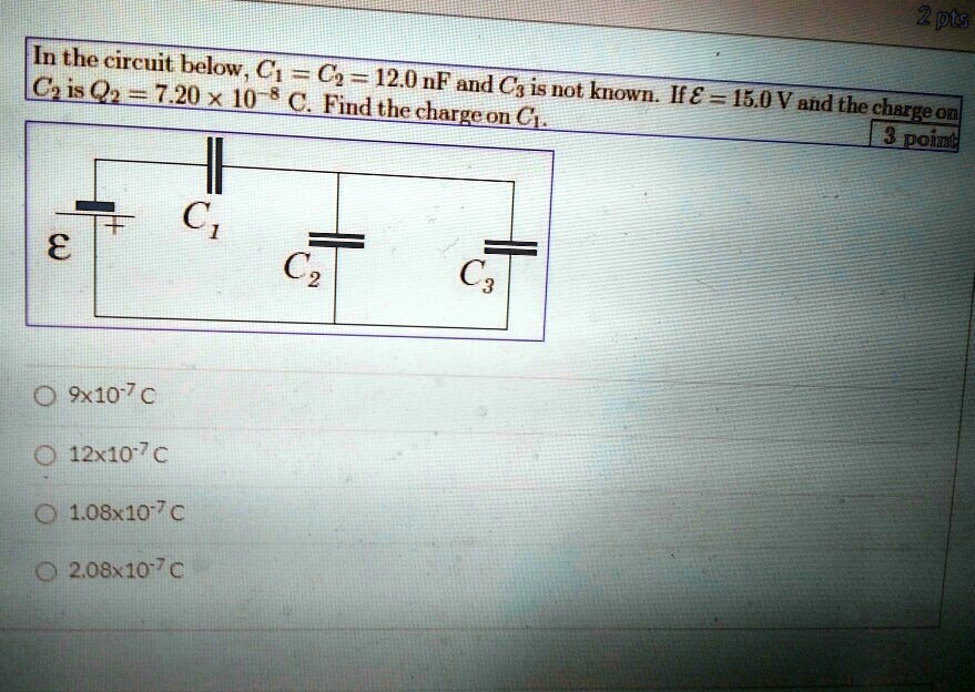 Solved Dpts In The Circuit Below C C Czis Q 1 12 0 Nf And Cg Is Not X 10 8 Known C Findthe Chatgc Ongi If A I5 0v And The Chargeon 3 Poind