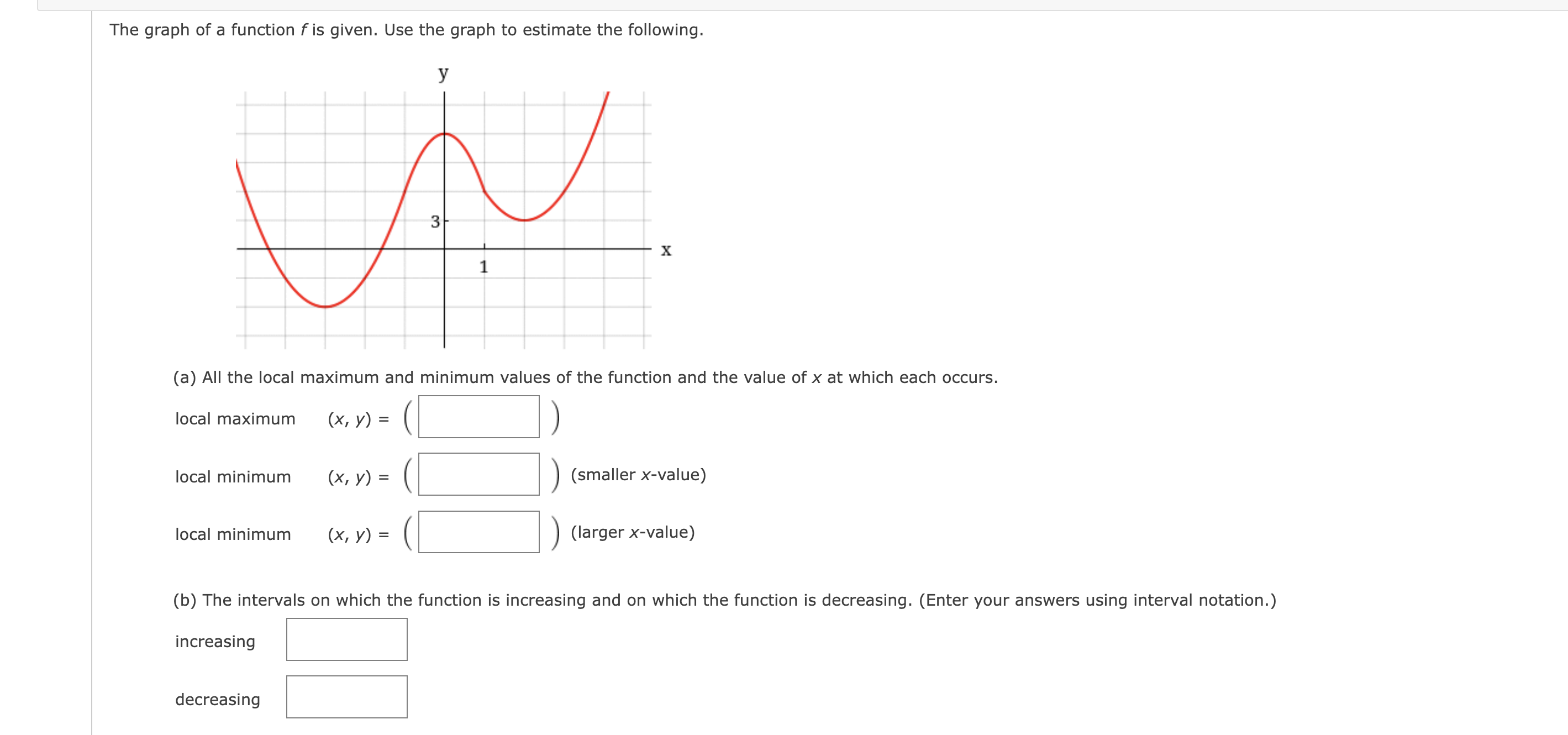 SOLVED: The graph of a function f is given. Use the graph to estimate ...