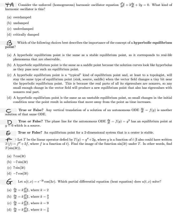 SOLVED Consider the unforced (homogeneous) harmonic oscillator