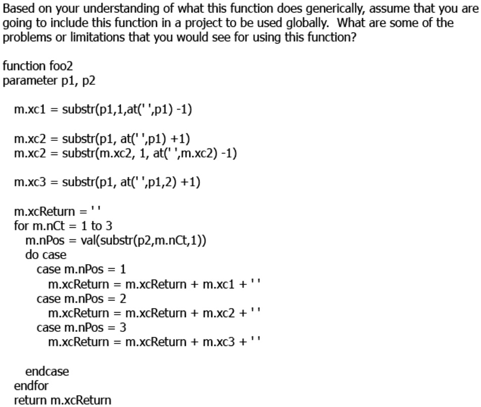 SOLVED: Based on your understanding of what this function does ...