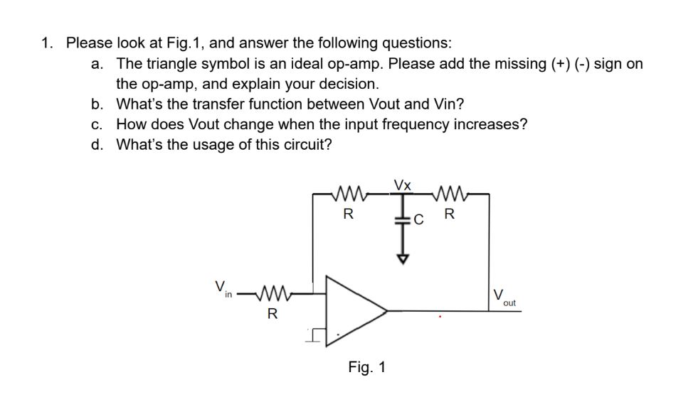 1. Please look at Fig.1, and answer the following questions: a. The ...