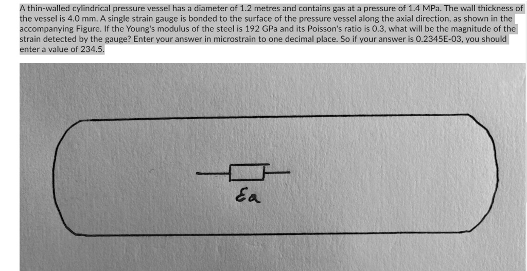 SOLVED: A thin-walled cylindrical pressure vessel has a diameter of 1.2 ...