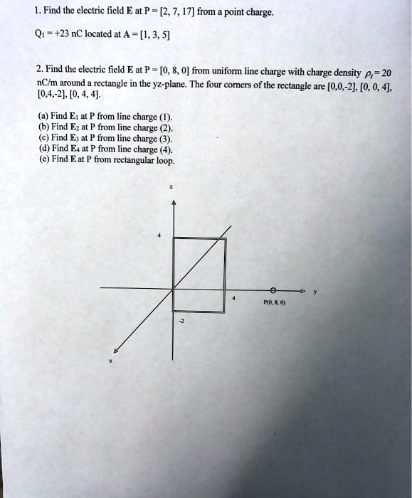 SOLVED: Find the electric field E at point P=[2,7,17] from a point ...