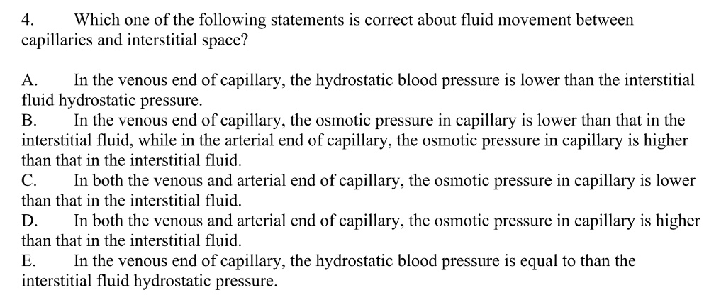 Which Of The Following Statements Regarding Interstitial Fluid Is Correct