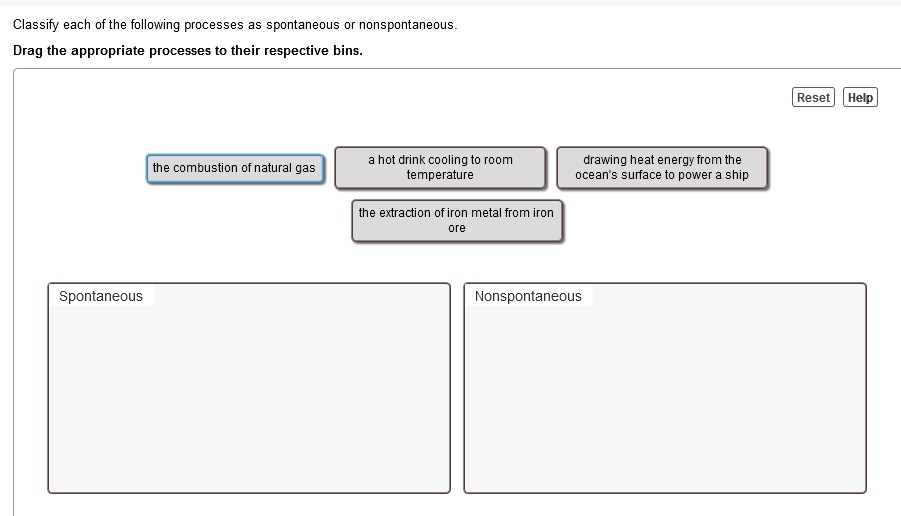 SOLVED: Classify each of the following processes as spontaneous or