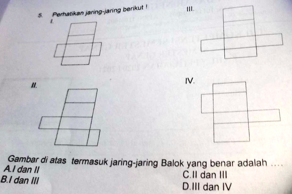 Solved 5perhatikan Jaring Jaring Berikut1iviigambar Di Atas Termasuk Jaring Jaring Balok