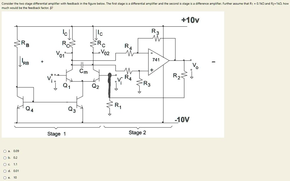 Consider the two-stage differential amplifier with feedback in the ...