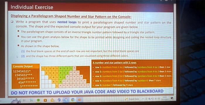 SOLVED: Displaying a Parallelogram Shaped Number and Star Pattern on ...