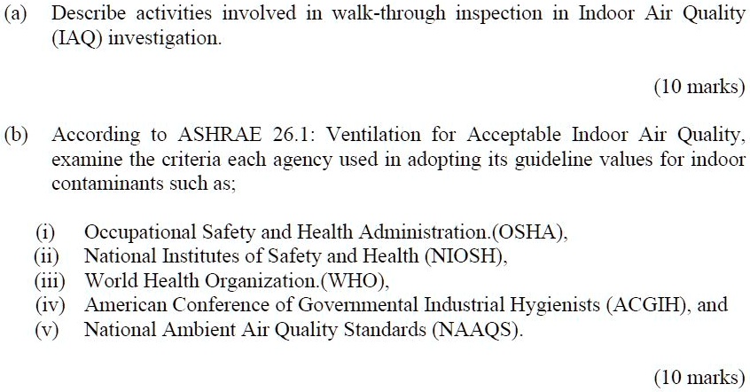 SOLVED: (a) Describe activities involved in walk-through inspection in ...