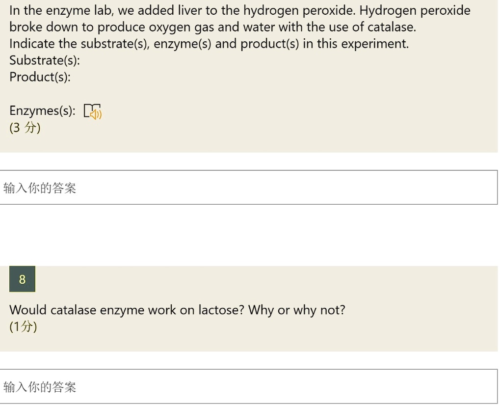 SOLVED In the enzyme lab, we added liver to the hydrogen peroxide