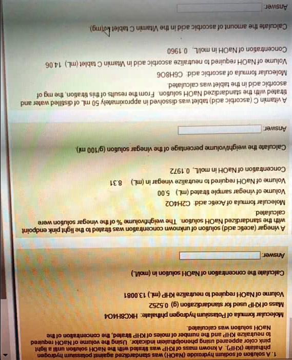 SOLVED: A solution of sodium hydroxide (NaOH) was standardized against