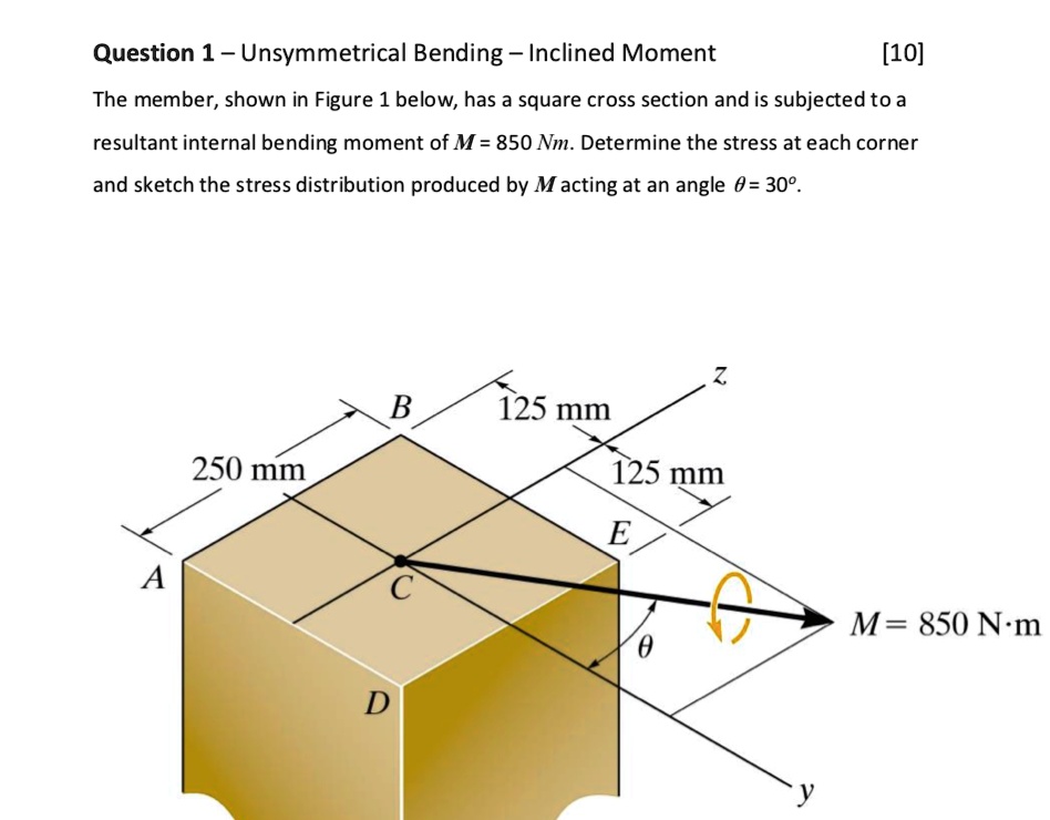 SOLVED: Question 1 Unsymmetrical Bending Inclined Moment [10] The ...