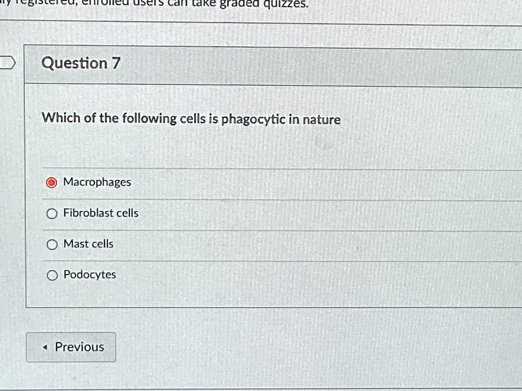 Which Of The Following Is Not A Phagocytic Cell SOLVED: Question 7 Which of the following cells is phagocytic in nature
