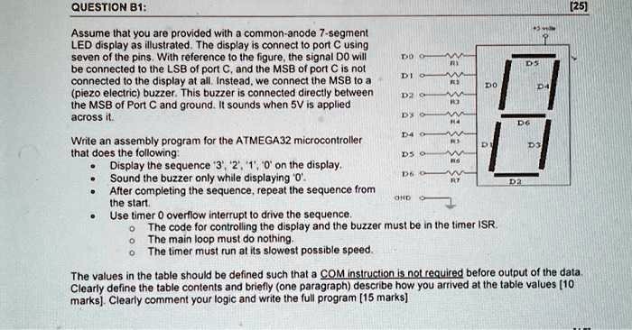 QUESTION B1: Assume that you are provided with a common-anode 7-segment ...