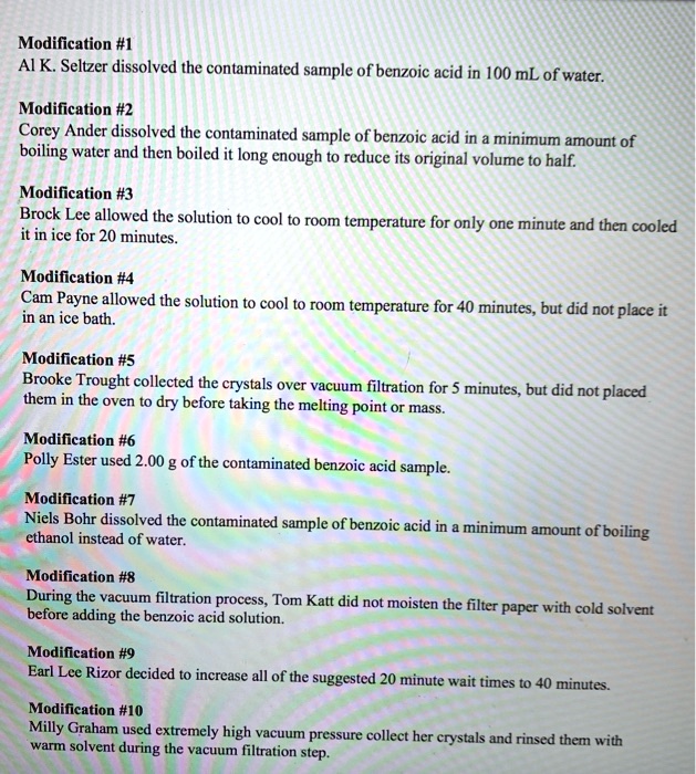SOLVED Modification 1 AIK Seltzer dissolved the contaminated sample