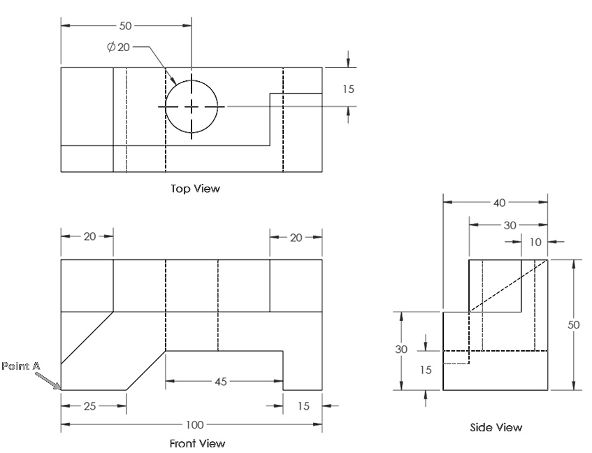 SOLVED: Draw an isometric view based on the orthographic projection in ...