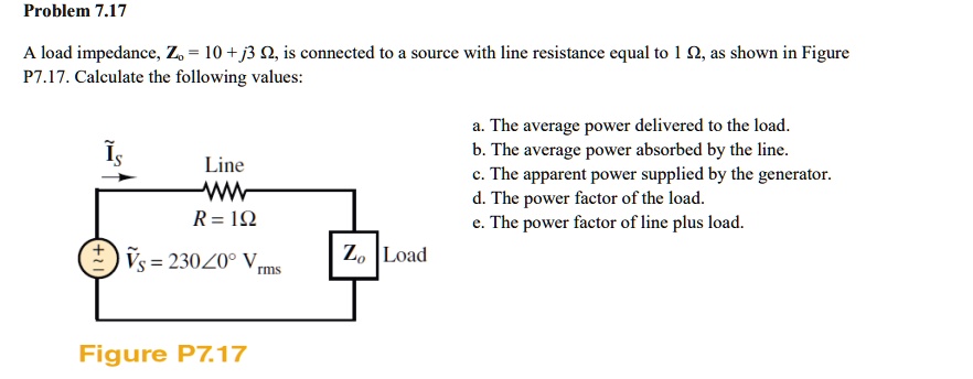 SOLVED: Problem 7.17 A Load Impedance, Z = 10 + J3, Is Connected To A ...