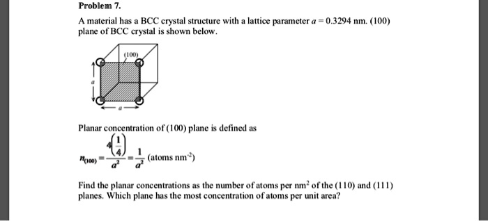 SOLVED: A material has a BCC crystal structure with a lattice parameter