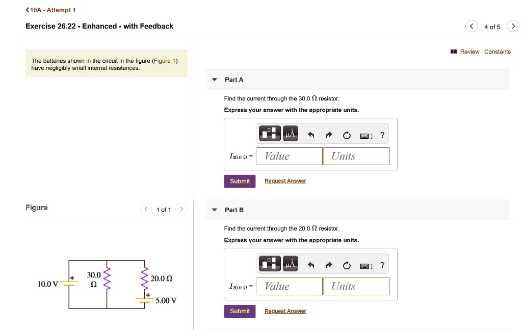 SOLVED Exercise 26.22 Enhanced with Feedback of 5 Review Constants The
