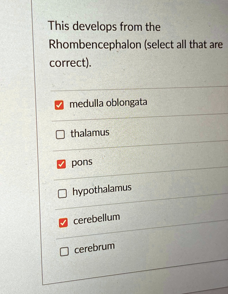 This develops from the Rhombencephalon (select all that are correct ...