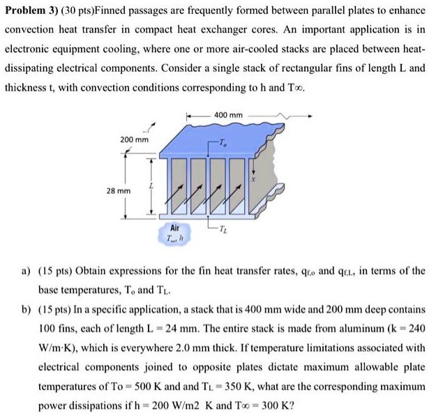 Problem 3) (30 pts) Finned passages are frequently formed between ...
