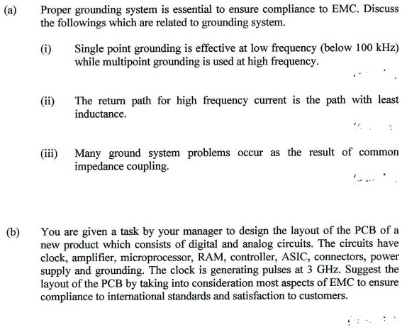 SOLVED: (a) Proper grounding system is essential to ensure compliance