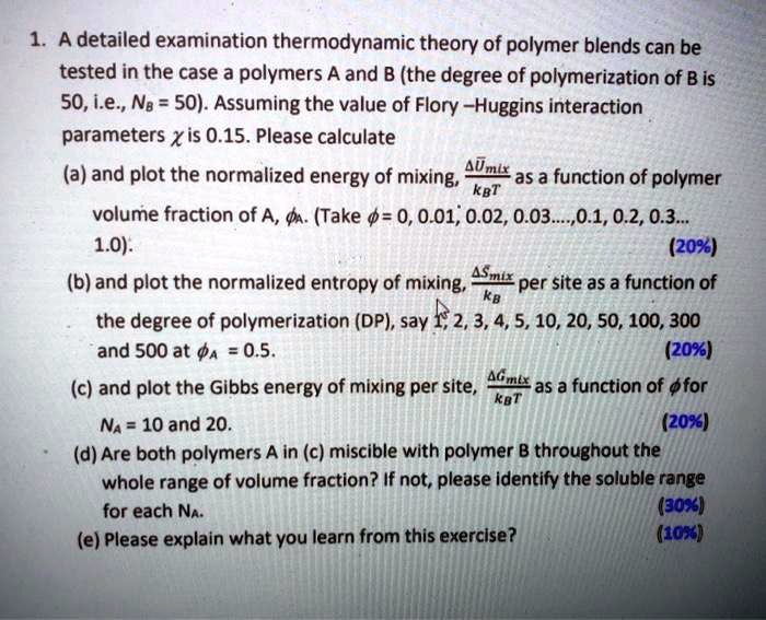 SOLVED: A detailed examination of the thermodynamic theory of polymer ...