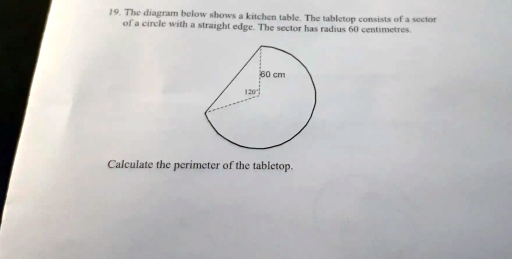 19. The diagram below shows a kitchen table. The tabletop consists of a ...