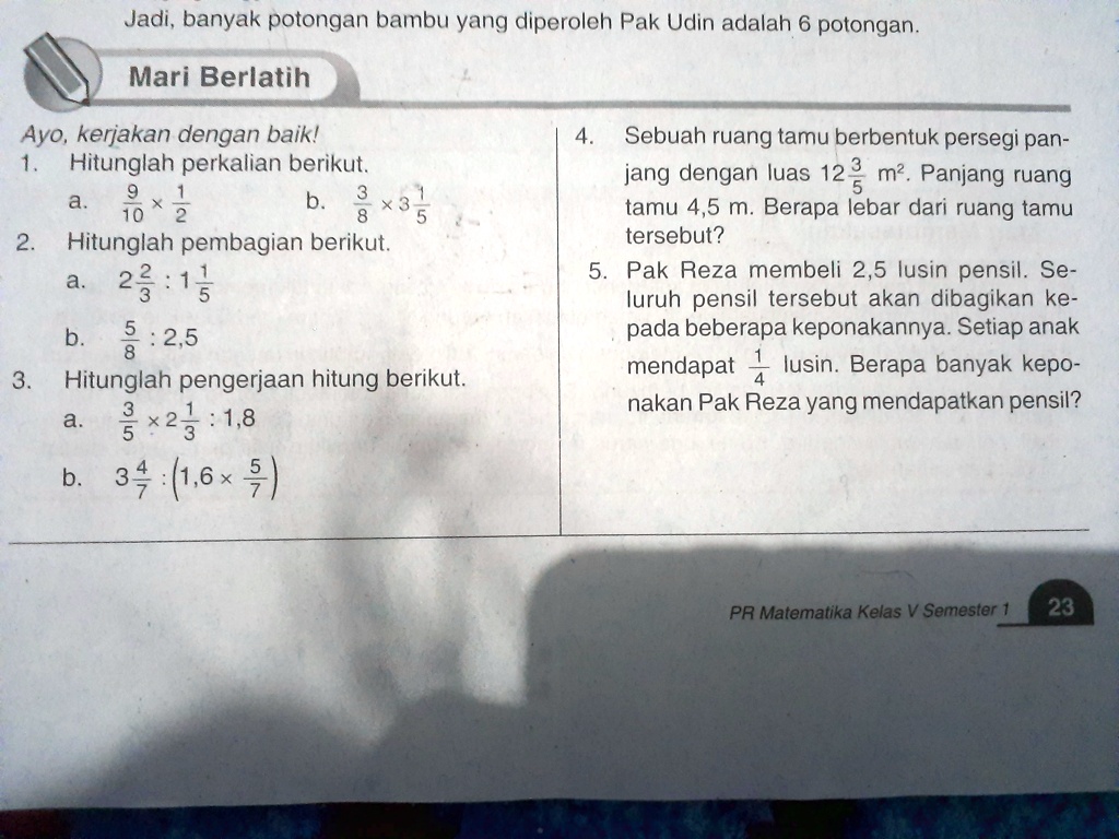 SOLVED: Tolong kak.susahhh;( Jadi, banyak potongan bambu yang diperoleh