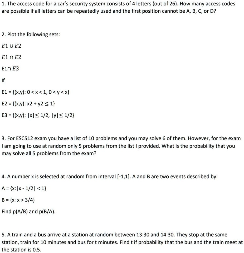SOLVED: 1.The access code for a car's security system consists of 4 ...