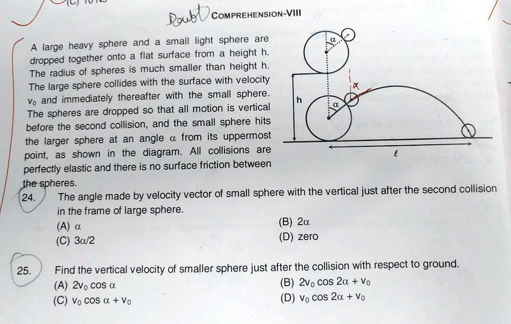 Solved: Comprehension Viii: Collision Of Heavy And Light Spheres A 