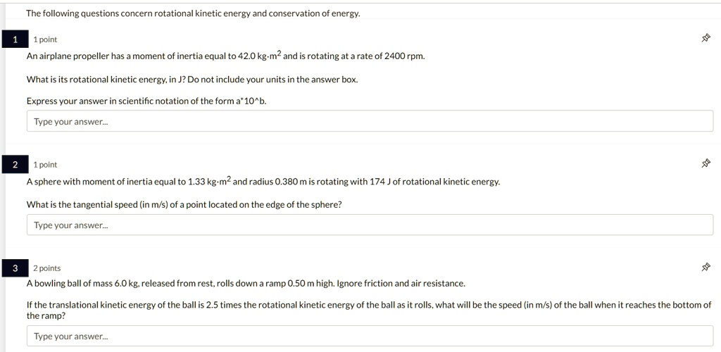 SOLVED The following questions concern rotational energy and