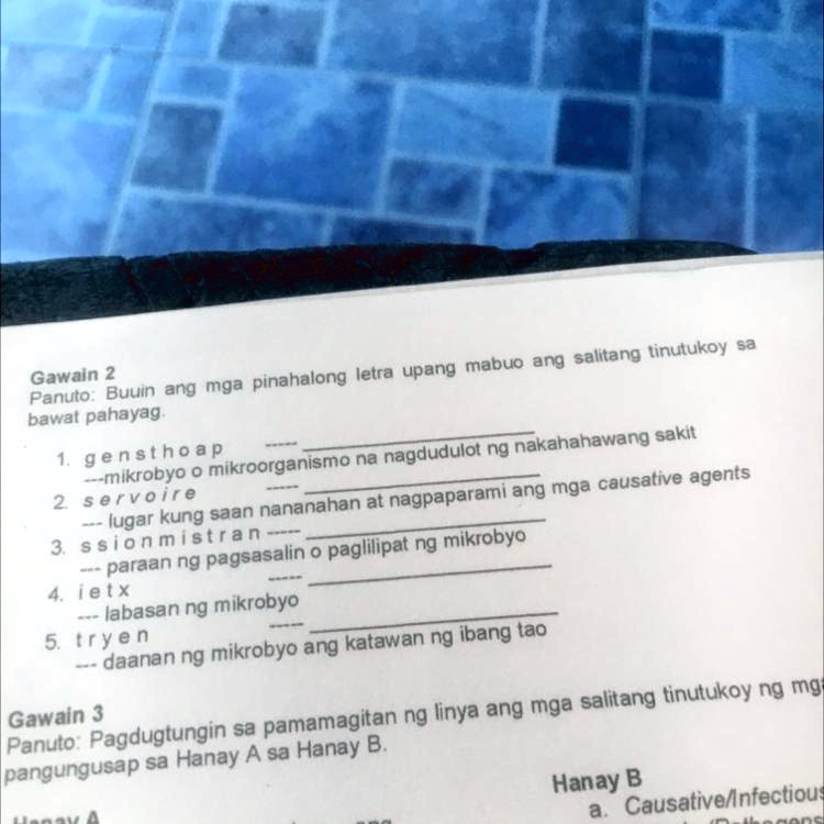 SOLVED: Gawain 2 Panuto: Buuin Ang Mga Pinahalong Letra Upang Mabuo Ang ...