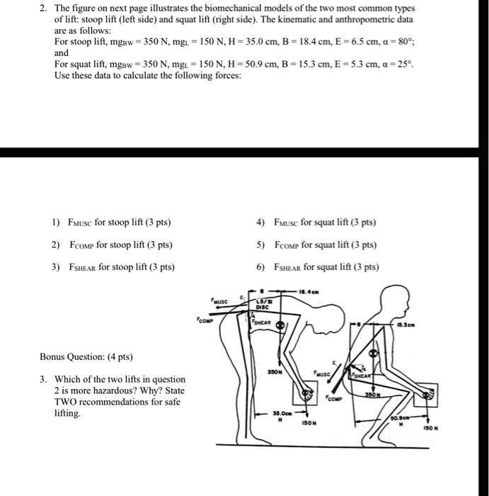 The figure on the next page illustrates the biomechanical models of the ...