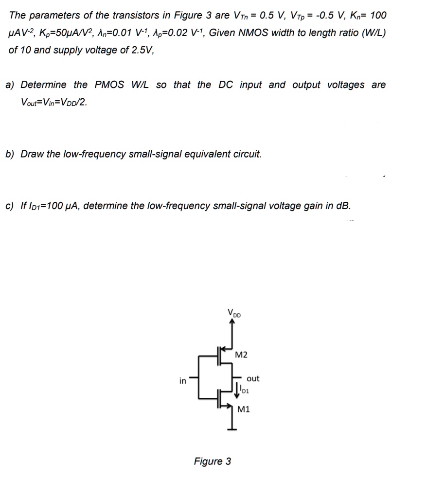 the parameters of the transistors in figure 3 are vtn 05 v vtp 05 v kn ...