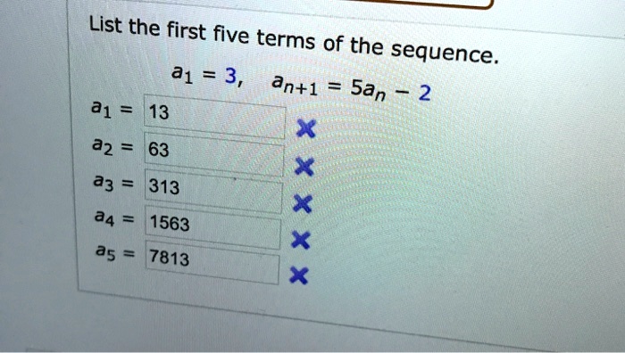 Solved List The First Five Terms Of The Sequence A1 3 An 1 San 2 A1