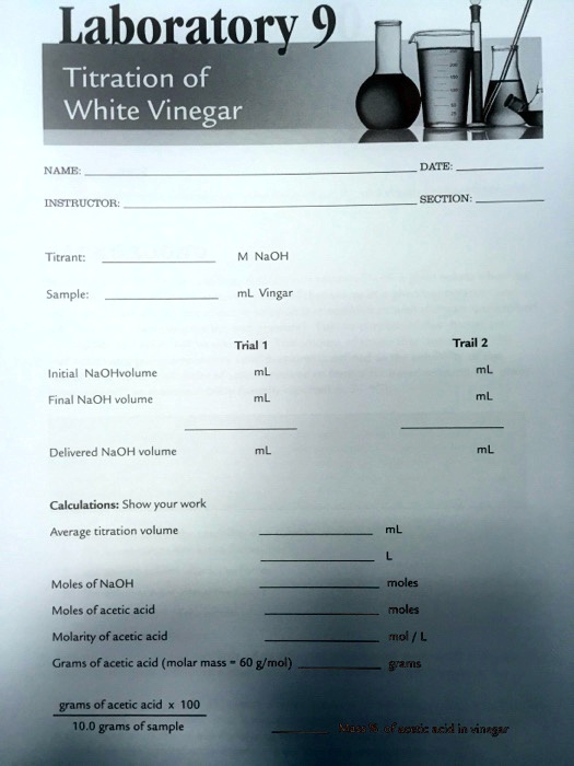 SOLVED Jabhoratory 9 Titration of White Vinegar NAME DATE DYSTRUCTOR