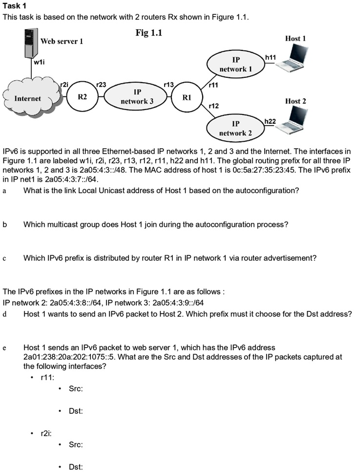 Task 1 This task is based on the network with 2 routers Rx shown in ...