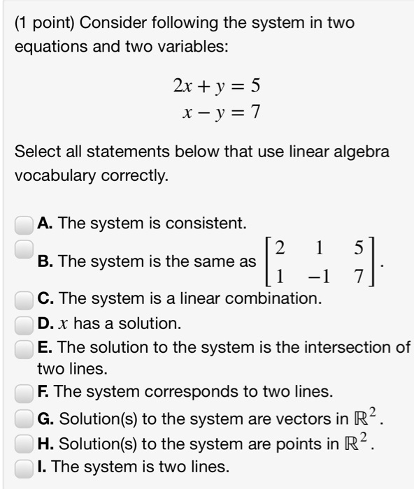 linear algebra terminology