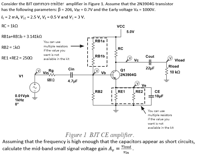SOLVED Consider the BJT commonemitter amplifier in Figure 1.Assume