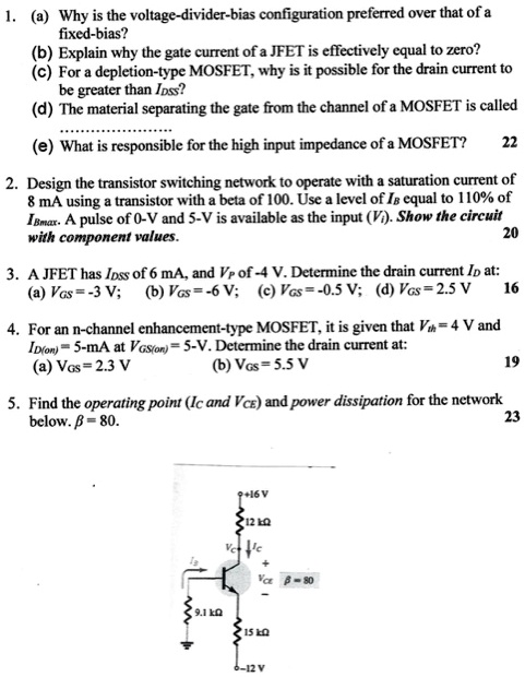 1 a why is the voltage divider bias configuration preferred over that ...