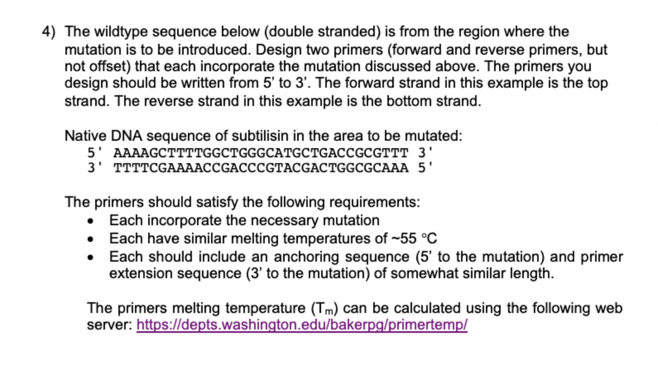SOLVED 4) The wildtype sequence below (double stranded) is from the