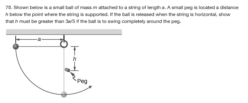 SOLVED: 75.Shown below is a small ball of mass m attached to a string ...