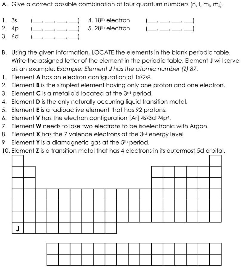 SOLVED: Give a correct possible combination of four quantum numbers (n ...