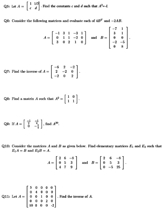 SOLVED: Q5 Let A = 1 Find the constants a and b such that 42 = -[a + b ...
